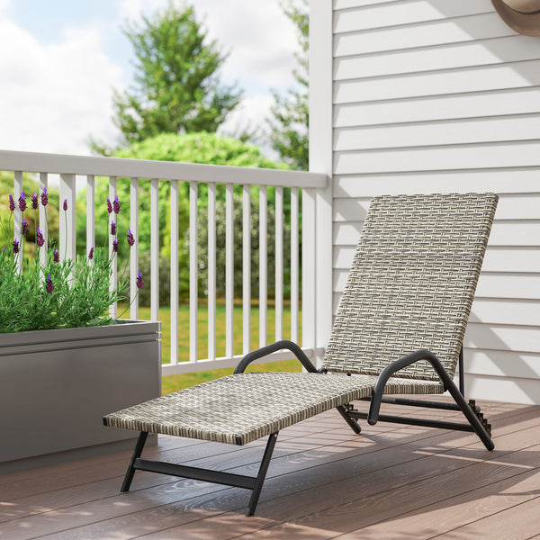 Bain de soleil en résine tressée, chaise longue transat jardin extérieur inclinable et réglable sur 4 niveaux, en forme de S, pour camping piscine terrasse, 156 x 62 x 96 cm, marron