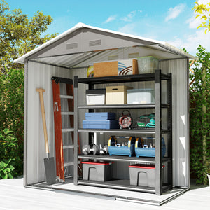 Abri de jardin en métal 1,8 m², cabane de jardin à outils en métal, 194 x 110 x 184 cm, grand espace de rangement extérieur avec portes coulissantes et 4 aérations, gris