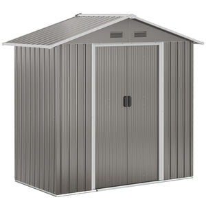 Abri de jardin en métal 1,8 m², cabane de jardin à outils en métal, 194 x 110 x 184 cm, grand espace de rangement extérieur avec portes coulissantes et 4 aérations, gris