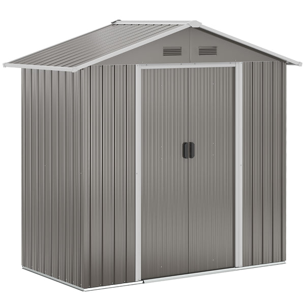 Abri de jardin en métal 1,8 m², cabane de jardin à outils en métal, 194 x 110 x 184 cm, grand espace de rangement extérieur avec portes coulissantes et 4 aérations, gris