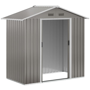 Abri de jardin en métal 1,8 m², cabane de jardin à outils en métal, 194 x 110 x 184 cm, grand espace de rangement extérieur avec portes coulissantes et 4 aérations, gris