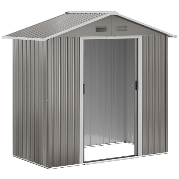 Abri de jardin en métal 1,8 m², cabane de jardin à outils en métal, 194 x 110 x 184 cm, grand espace de rangement extérieur avec portes coulissantes et 4 aérations, gris