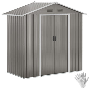 Abri de jardin en métal 1,8 m², cabane de jardin à outils en métal, 194 x 110 x 184 cm, grand espace de rangement extérieur avec portes coulissantes et 4 aérations, gris