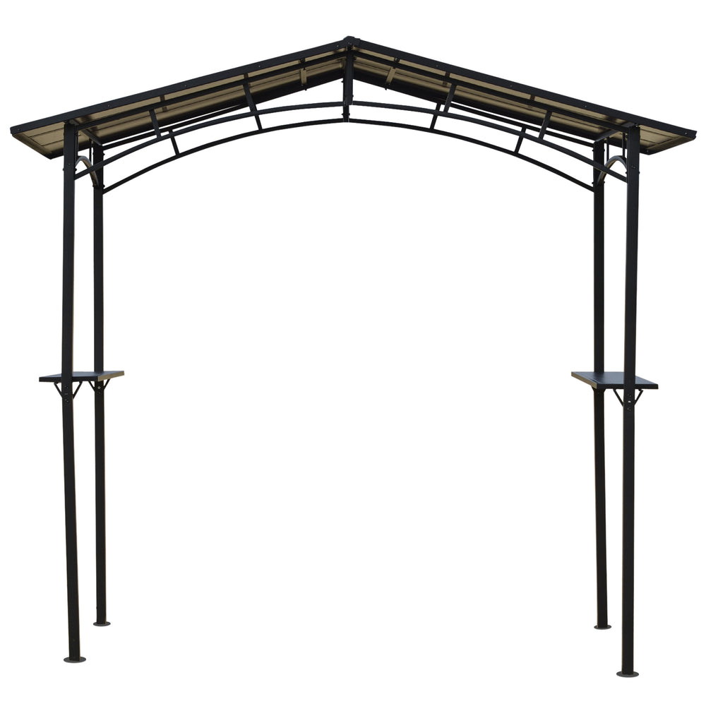 Pavillon jardin 2,5 x 1,5 m - abri barbecue - 2 étagères - toit de barbecue - métal noir toit polycarbonate