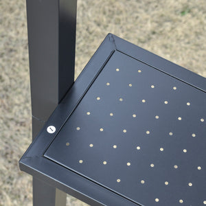 Pavillon jardin 2,5 x 1,5 m - abri barbecue - 2 étagères - toit de barbecue - métal noir toit polycarbonate