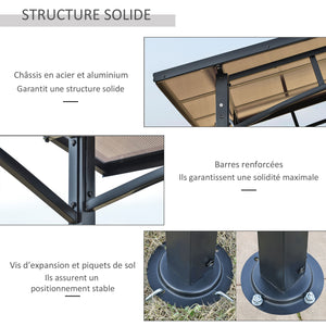 Pavillon jardin 2,5 x 1,5 m - abri barbecue - 2 étagères - toit de barbecue - métal noir toit polycarbonate