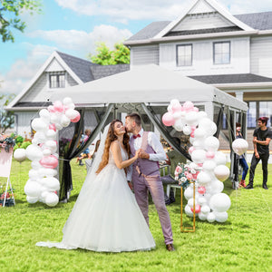 Tonnelle pliante tonnelle de jardin extérieure barnum pliant Pop-up pavillon de terrasse 6 x 3 m Anti-UV moustiquaires amovibles + Sac de Transport Blanc