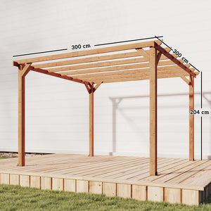Pergola en bois massif de jardin 3 x 3 m - structure robuste avec poteaux 90 mm et 7 poutres - tonnelle extérieur stable pour vignes et plantes grimpantes, effet bois d'érable