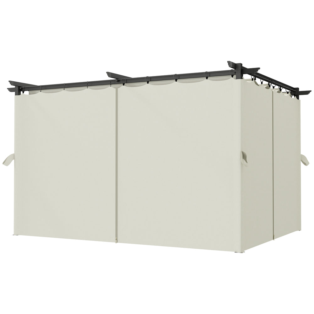 Pergola jardin exterieur 3 x 4 m pergola coulissante rétractable avec parois latérales, tonnelle de jardin, polyester haute densité 180g/m², abri soleil UPF30+, pour terrasse, patio, crème