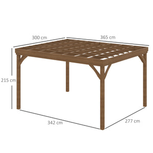 Pergola jardin extérieur 4 x 3 m pergola en bois traditionnelle autoportante avec 4 pieds Toit terrasse à décorer - marron