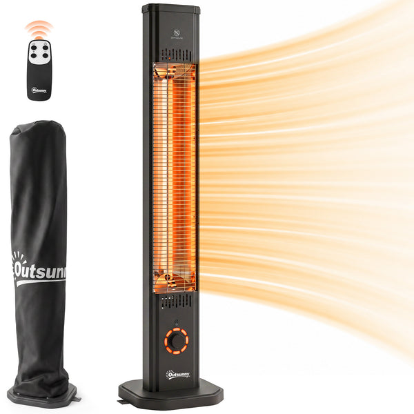 Radiateur Infrarouge sur Pied ou Mural 2000 W, Chauffage Électrique pour Terrasse, Extérieur et Intérieur IP65, Télécommande, 8 Niveaux, Minuterie, Housse, Chauffage Radiant, Anti-Basculement