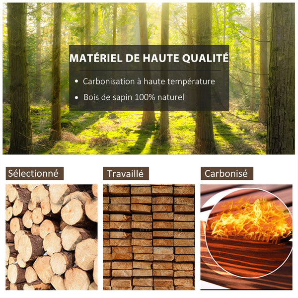 Fauteuil de Jardin Adirondack à Bascule Rocking Chair Style Rustique Chic accoudoirs Roues Charette Bois Sapin traité carbonisation