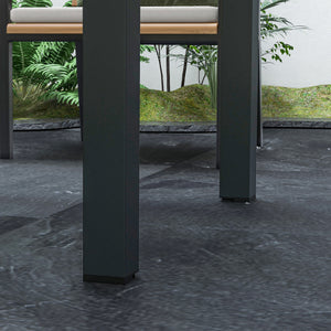 Table Extensible de Jardin Grande Taille dim. dépliées 160L x 80l x 75H cm Aluminium Gris foncé Plateau Verre trempé Transparent