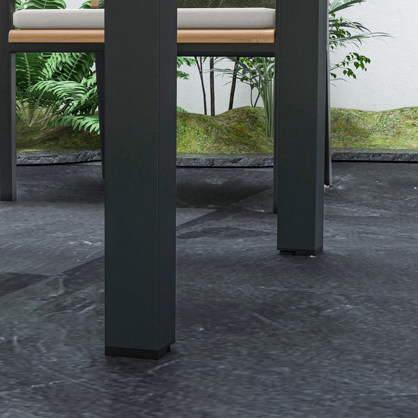 Table Extensible de Jardin Grande Taille dim. dépliées 160L x 80l x 75H cm Aluminium Gris foncé Plateau Verre trempé Transparent