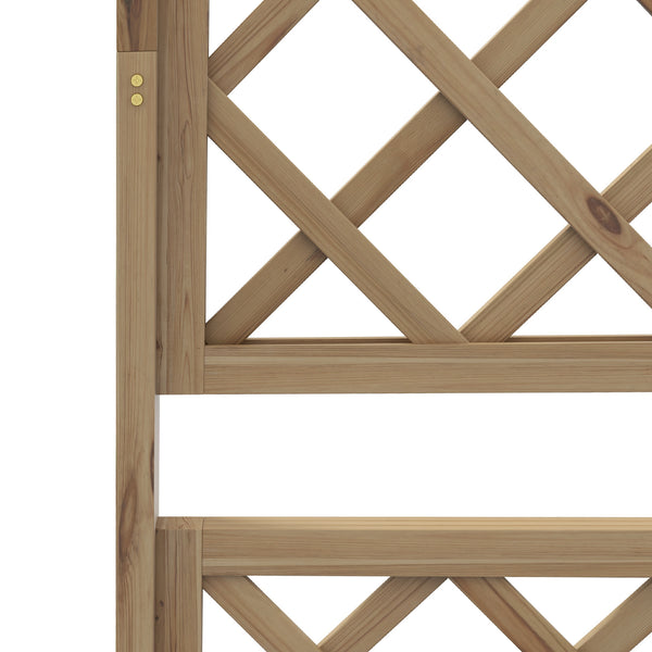 Jardinière avec treillis bac à fleurs potager sur pied en bois pour plantes grimpantes, légumes, fleurs - en bois de sapin pré-huilé dim. 160L x 55l x 183H cm effet bois naturel