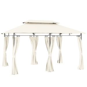 Pavillon 4x3 m, stable et résistant, double toit, 6 côtés, orifices d'évacuation, pavillon de jardin en métal, pour jardin et terrasse, blanc crème