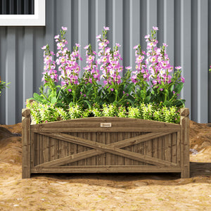 Jardinière en bois, carré potager extérieur bois avec trous de drainage, bac à fleurs pour légumes herbes fleurs dans jardin terrasse patio, 90 x 39 x 37 cm, marron foncé