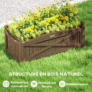 Jardinière en bois, carré potager extérieur bois avec trous de drainage, bac à fleurs pour légumes herbes fleurs dans jardin terrasse patio, 90 x 39 x 37 cm, marron foncé