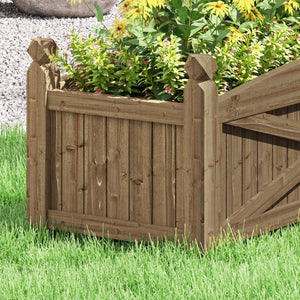 Jardinière en bois, carré potager extérieur bois avec trous de drainage, bac à fleurs pour légumes herbes fleurs dans jardin terrasse patio, 90 x 39 x 37 cm, marron foncé