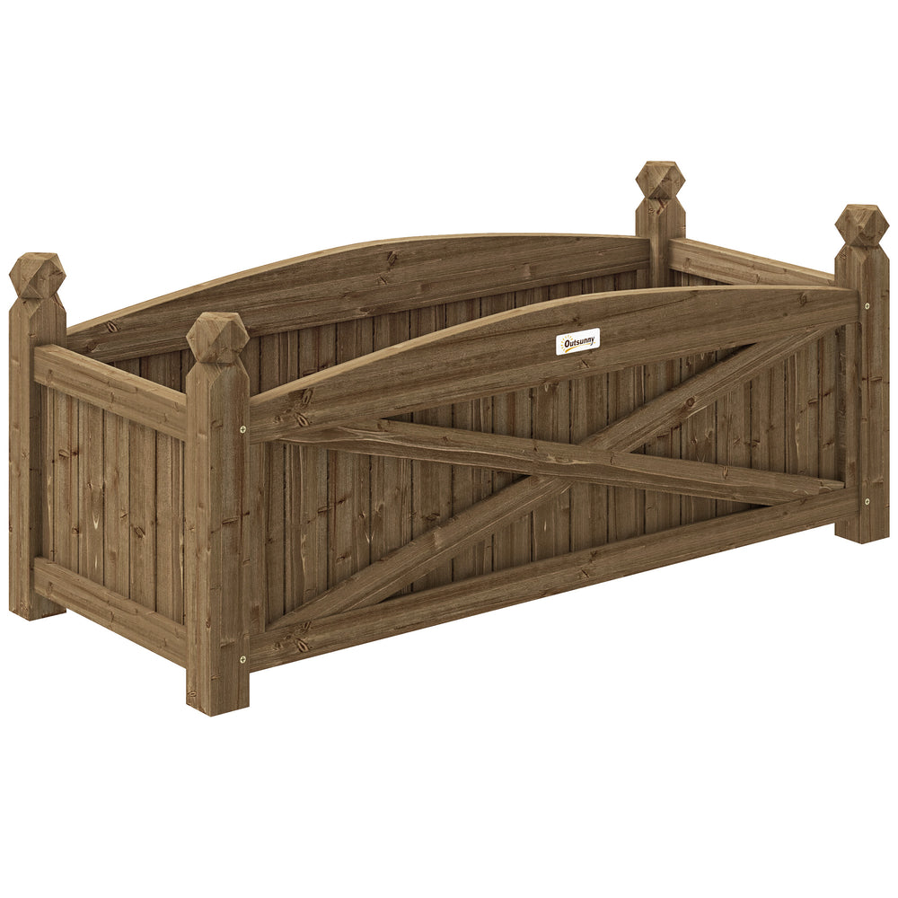 Jardinière en bois, carré potager extérieur bois avec trous de drainage, bac à fleurs pour légumes herbes fleurs dans jardin terrasse patio, 90 x 39 x 37 cm, marron foncé