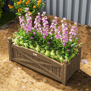 Jardinière en bois, carré potager extérieur bois avec trous de drainage, bac à fleurs pour légumes herbes fleurs dans jardin terrasse patio, 90 x 39 x 37 cm, marron foncé