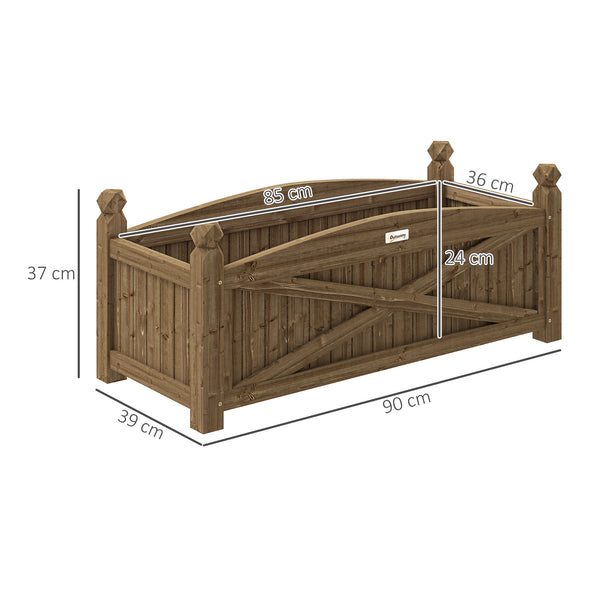 Jardinière en bois, carré potager extérieur bois avec trous de drainage, bac à fleurs pour légumes herbes fleurs dans jardin terrasse patio, 90 x 39 x 37 cm, marron foncé