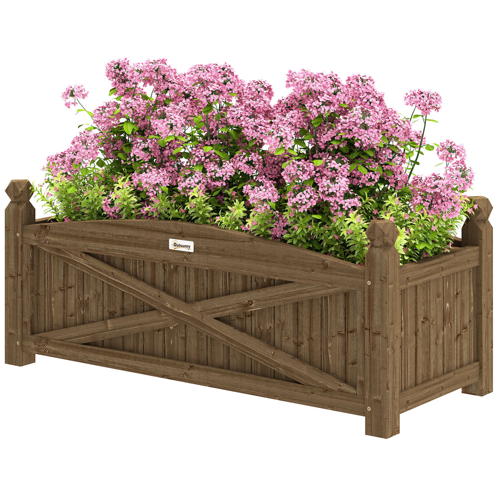 Jardinière en bois, carré potager extérieur bois avec trous de drainage, bac à fleurs pour légumes herbes fleurs dans jardin terrasse patio, 90 x 39 x 37 cm, marron foncé