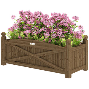 Jardinière en bois, carré potager extérieur bois avec trous de drainage, bac à fleurs pour légumes herbes fleurs dans jardin terrasse patio, 90 x 39 x 37 cm, marron foncé