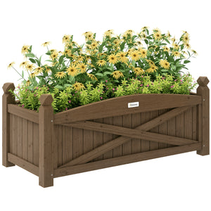 Jardinière en bois, carré potager extérieur bois avec trous de drainage, bac à fleurs pour légumes herbes fleurs dans jardin terrasse patio, 90 x 39 x 37 cm, marron foncé