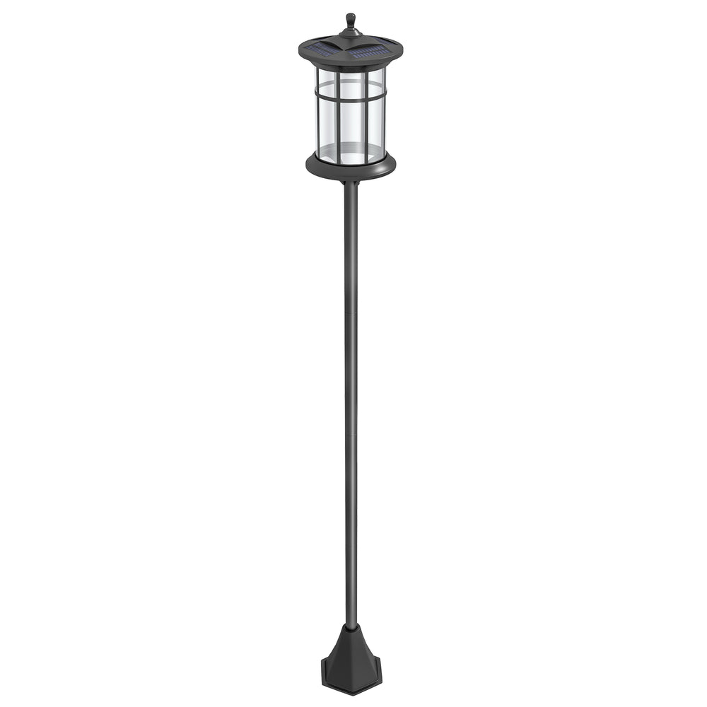 Lampadaire solaire extérieur, lampadaire extérieur sur pied, lampe LED,  lumière blanche froide, 6000K, lampadaire jardin extérieur, hauteur 184 cm, noir