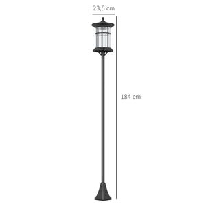 Lampadaire solaire extérieur, lampadaire extérieur sur pied, lampe LED,  lumière blanche froide, 6000K, lampadaire jardin extérieur, hauteur 184 cm, noir