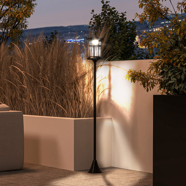 Lampadaire solaire extérieur, lampadaire extérieur sur pied, lampe LED,  lumière blanche froide, 6000K, lampadaire jardin extérieur, hauteur 184 cm, noir