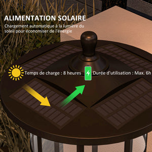 Lampadaire solaire extérieur, lampadaire extérieur sur pied, lampe LED,  lumière blanche froide, 6000K, lampadaire jardin extérieur, hauteur 184 cm, noir