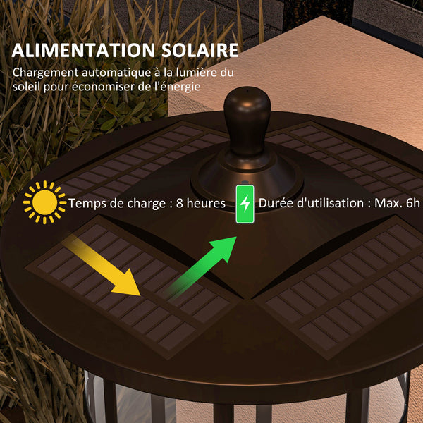 Lampadaire solaire extérieur, lampadaire extérieur sur pied, lampe LED,  lumière blanche froide, 6000K, lampadaire jardin extérieur, hauteur 184 cm, noir