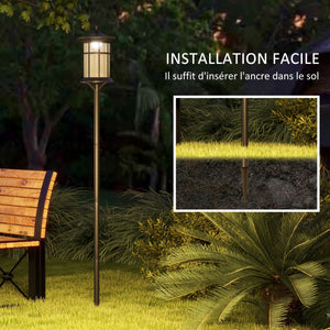 Lampadaire solaire extérieur, lampadaire extérieur sur pied, lampe LED,  lumière blanche froide, 6000K, lampadaire jardin extérieur, hauteur 184 cm, noir