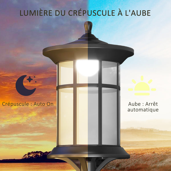 Lampadaire solaire extérieur, lampadaire extérieur sur pied, lampe LED,  lumière blanche froide, 6000K, lampadaire jardin extérieur, hauteur 184 cm, noir