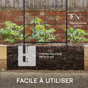 Treillis de jardin lot de 2 support pour plantes grimpantes en métal - 51 x 152 cm noir