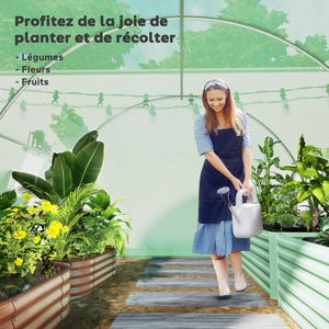 Serre de Jardin Tunnel 9 m² dim. 3L x 3l x 2H m - 4 fenêtres, Porte zippée Enroulable - châssis Tubulaire Acier galvanisé, bâche PE Haute densité Vert