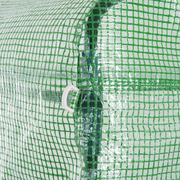 Serre de Jardin Tunnel 9 m² dim. 3L x 3l x 2H m - 4 fenêtres, Porte zippée Enroulable - châssis Tubulaire Acier galvanisé, bâche PE Haute densité Vert
