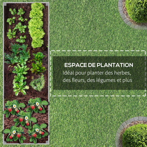 Jardinière sur roulettes - jardinière rectangulaire - Inserts d'irrigation, Feutre de Drainage Inclus - métal Bois massif, gris