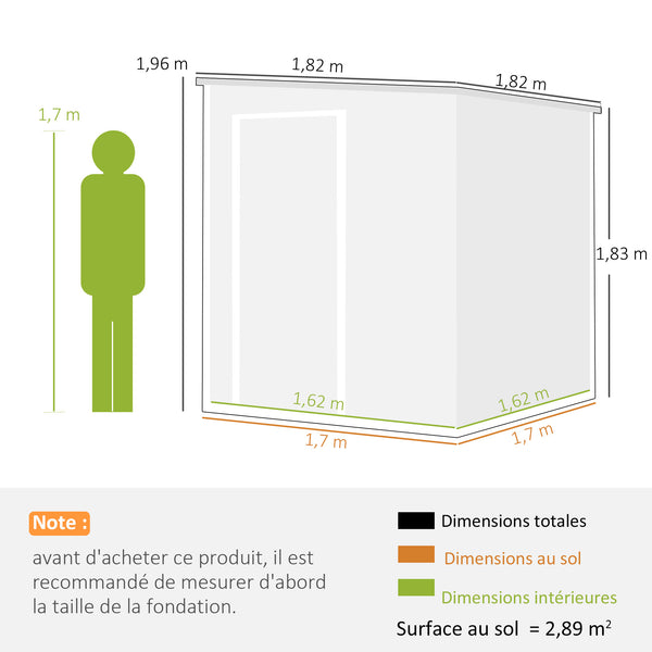 Abri de jardin  6 x 6 pieds avec plancher, effet bois, porte verrouillable et fenêtres pour jardin, patio, garage, pelouse, gris vieilli