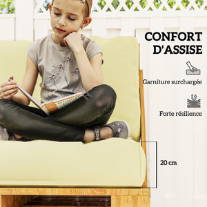 Coussins de palette extérieur 2 places, coussins de siège pour euro palette lavable, 2 pièces 120 x 80 cm et 120 x 45 cm, UPF20+, épais de 20 cm, beige