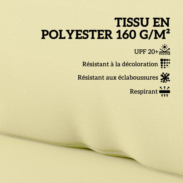 Coussins de palette extérieur 2 places, coussins de siège pour euro palette lavable, 2 pièces 120 x 80 cm et 120 x 45 cm, UPF20+, épais de 20 cm, beige