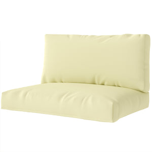 Coussins de palette extérieur 2 places, coussins de siège pour euro palette lavable, 2 pièces 120 x 80 cm et 120 x 45 cm, UPF20+, épais de 20 cm, beige