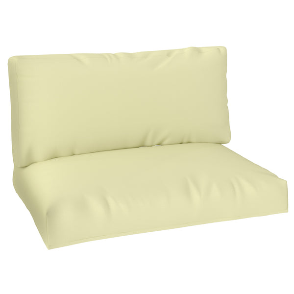 Coussins de palette extérieur 2 places, coussins de siège pour euro palette lavable, 2 pièces 120 x 80 cm et 120 x 45 cm, UPF20+, épais de 20 cm, beige