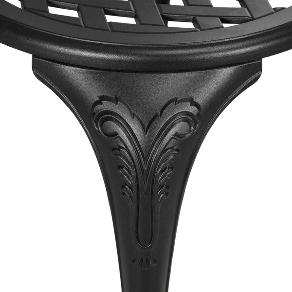 Salon de jardin exterieur, ensemble table ronde et chaises structure en aluminium, table de bistrot avec trou pour parasol mobilier de jardin cours terrasses balcons bords de piscine, noir