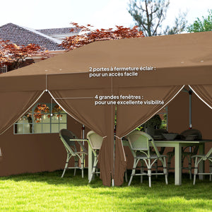 Tonnelle de jardin exterieur tonnelle pliante 3 x 6 m pop-up avec 6 parois latérales, trous de drainage, sac de transport inclus, barnum pliant pour camping festival mariage, café