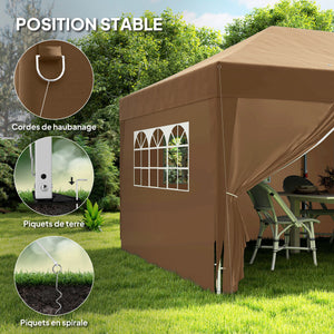 Tonnelle de jardin exterieur tonnelle pliante 3 x 6 m pop-up avec 6 parois latérales, trous de drainage, sac de transport inclus, barnum pliant pour camping festival mariage, café
