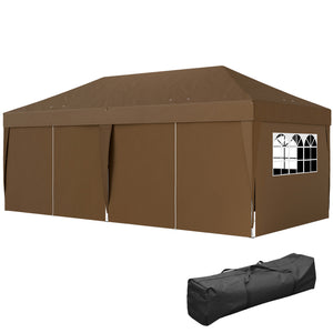 Tonnelle de jardin exterieur tonnelle pliante 3 x 6 m pop-up avec 6 parois latérales, trous de drainage, sac de transport inclus, barnum pliant pour camping festival mariage, café