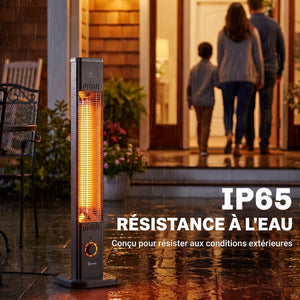 Radiateur Infrarouge sur Pied ou Mural 2000 W, Chauffage Électrique pour Terrasse, Extérieur et Intérieur IP65, Télécommande, 8 Niveaux, Minuterie, Housse, Chauffage Radiant, Anti-Basculement